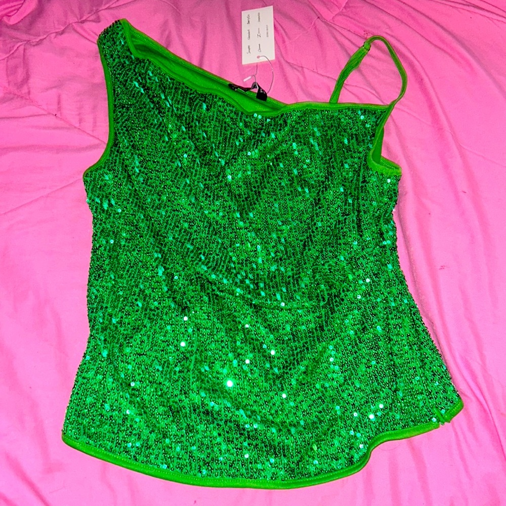 Sollinarry Green Sequin Party Top 💚 Size Medium